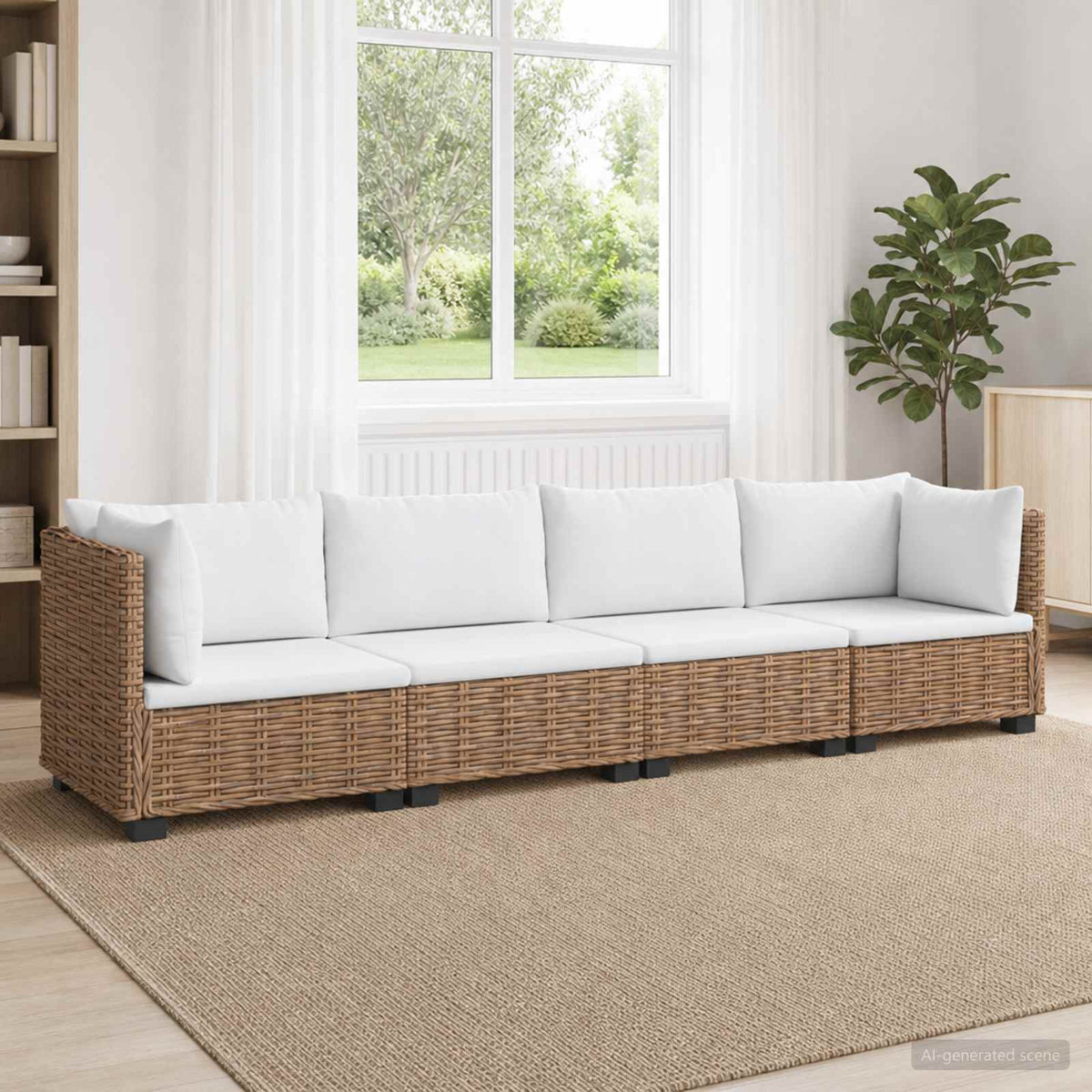 6 pcs Rattan Lounge Set with Cushions GENDT Rattan Natural 2x corner + 2x middle