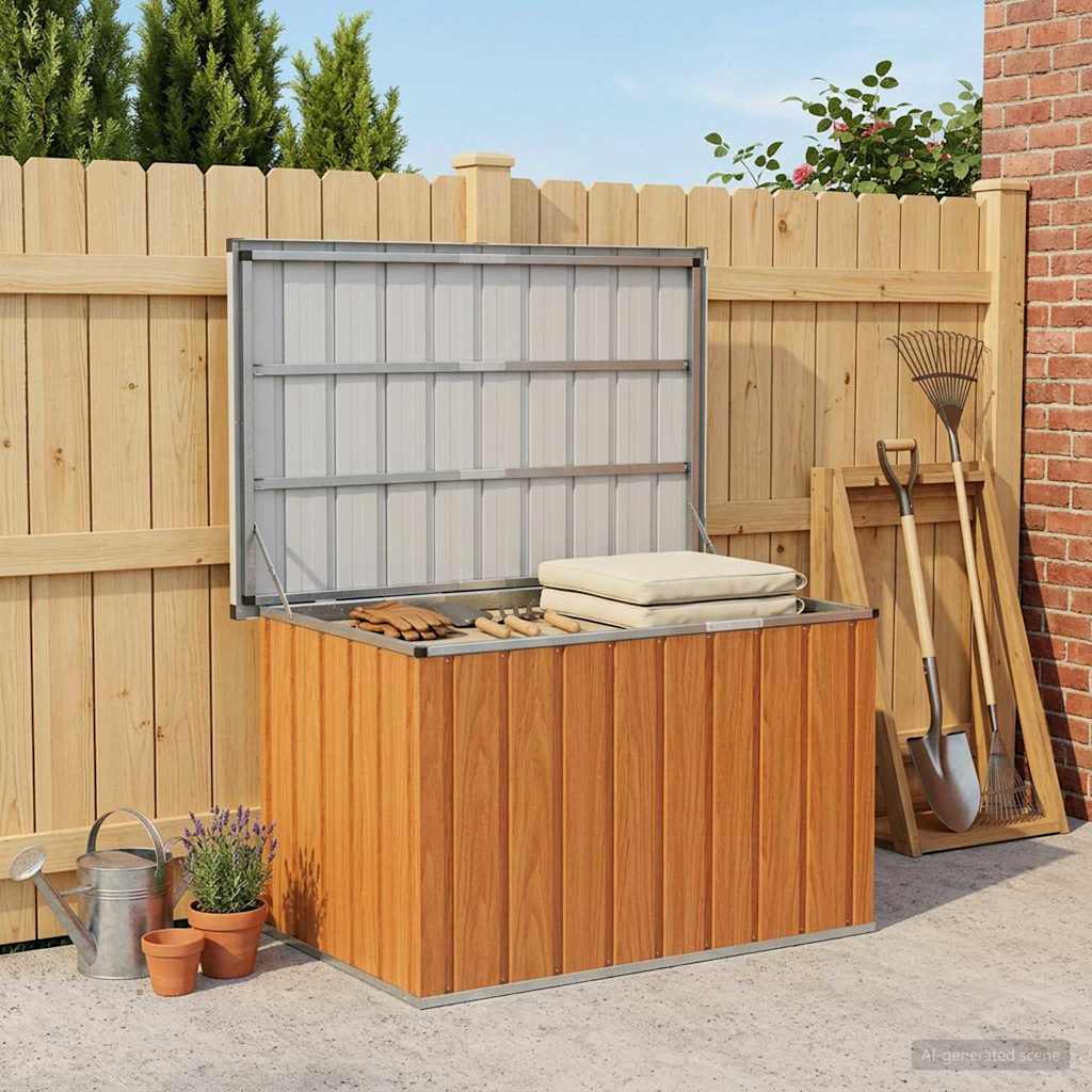 Outdoor Storage Box Wood Galvanised Steel 109 cm 65 cm 67 cm