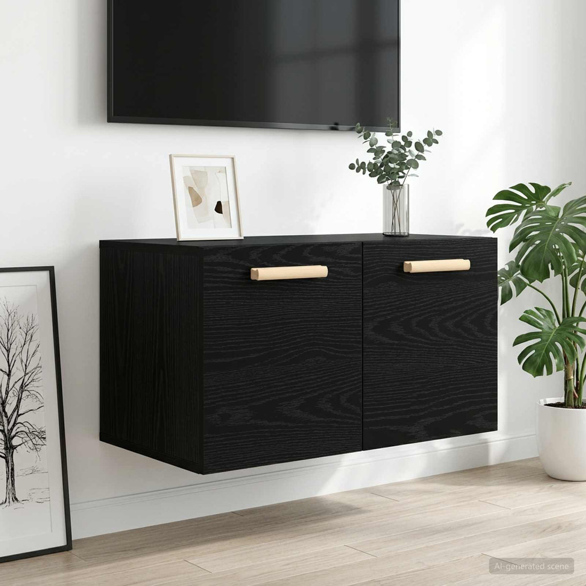 Wall Cabinet 60x36,5x35 cm Engineered Wood Black oak