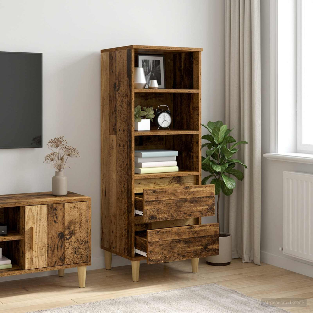 Highboard 40x36x110 cm Engineered Wood Old wood