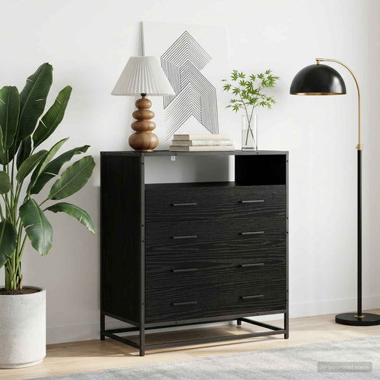 Drawer Cabinet 70x41x83,5 cm Engineered Wood Black oak