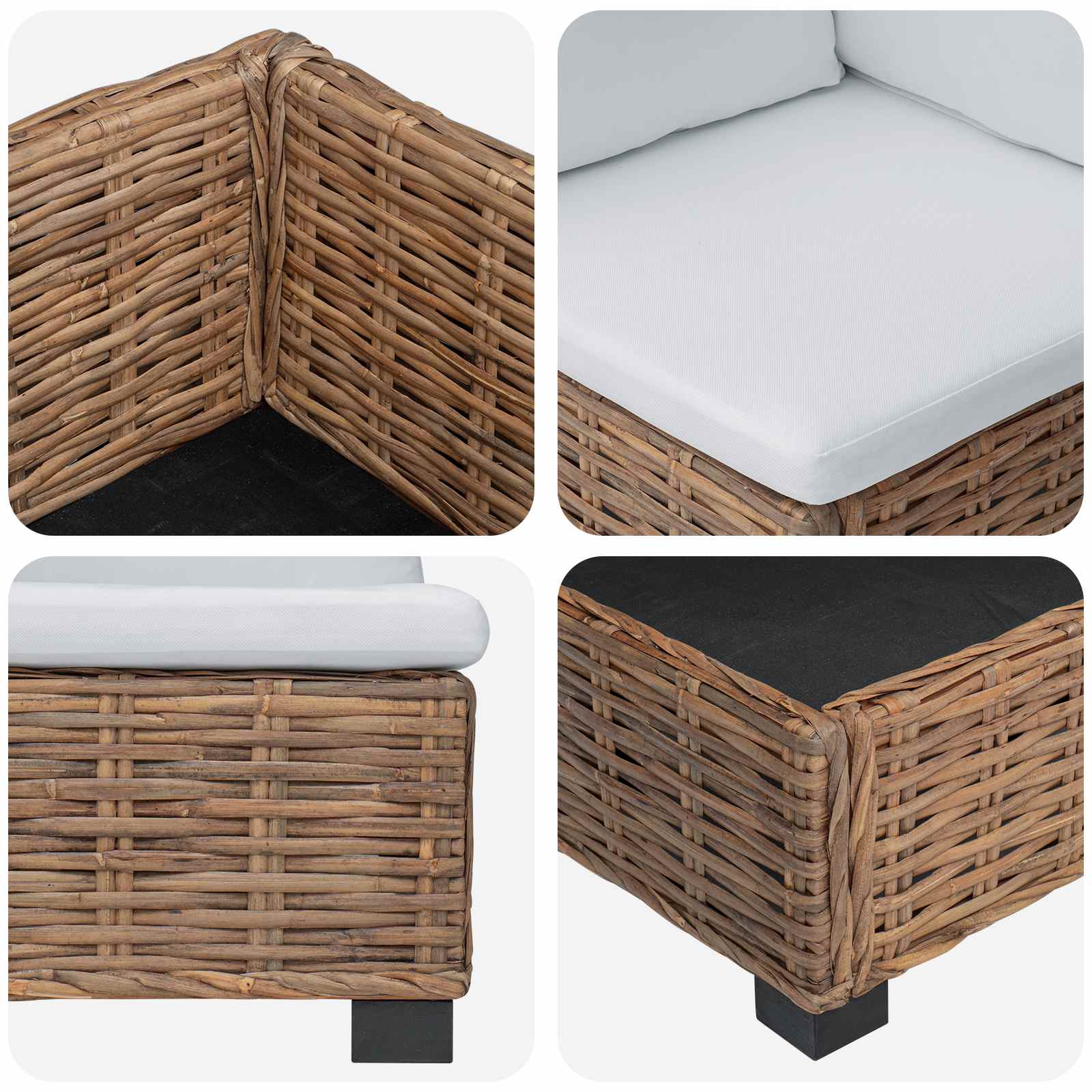 vidaXL Corner Sofa with Cushions GENDT Natural Rattan Natural 6