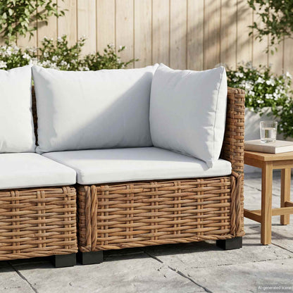 vidaXL Corner Sofa with Cushions GENDT Natural Rattan Natural 3
