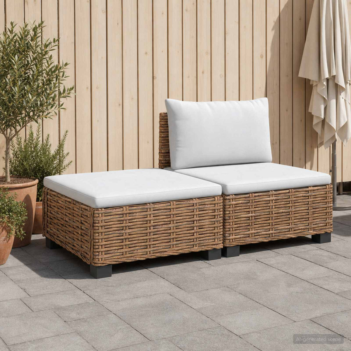 vidaXL 2 pcs Rattan Lounge Set with Cushions GENDT Natural Rattan 1