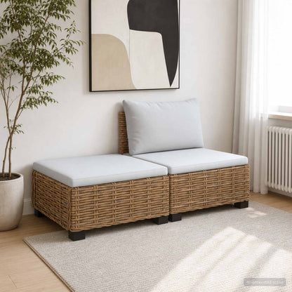 vidaXL 2 pcs Rattan Lounge Set with Cushions GENDT Natural Rattan 3