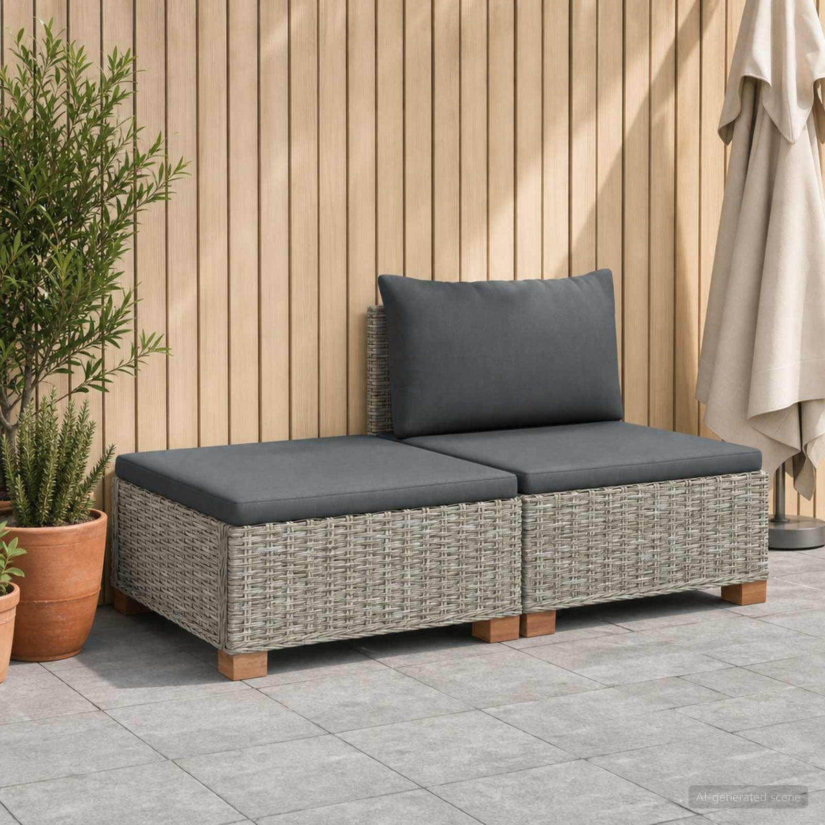 vidaXL 2 pcs Rattan Lounge Set with Cushions GENDT Natural Rattan 1