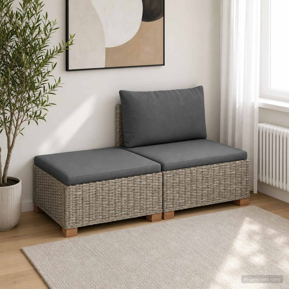 vidaXL 2 pcs Rattan Lounge Set with Cushions GENDT Natural Rattan 3