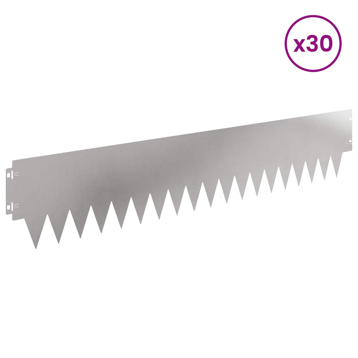 vidaXL Lawn Edging 30 pcs 103 x 20 cm Steel Silver 3