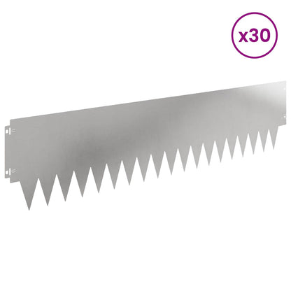 vidaXL Lawn Edging 30 pcs 103 x 25 cm Steel Silver 3