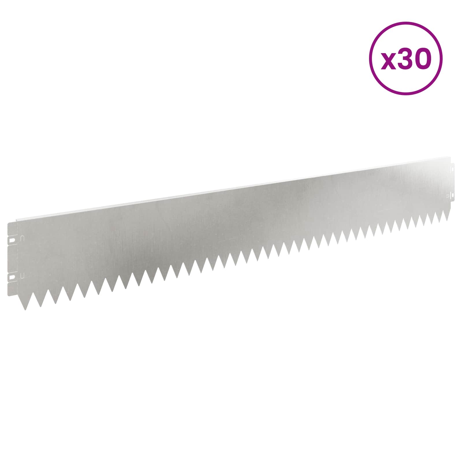 vidaXL Lawn Edging 30 pcs 103 x 15 cm Steel Silver 3