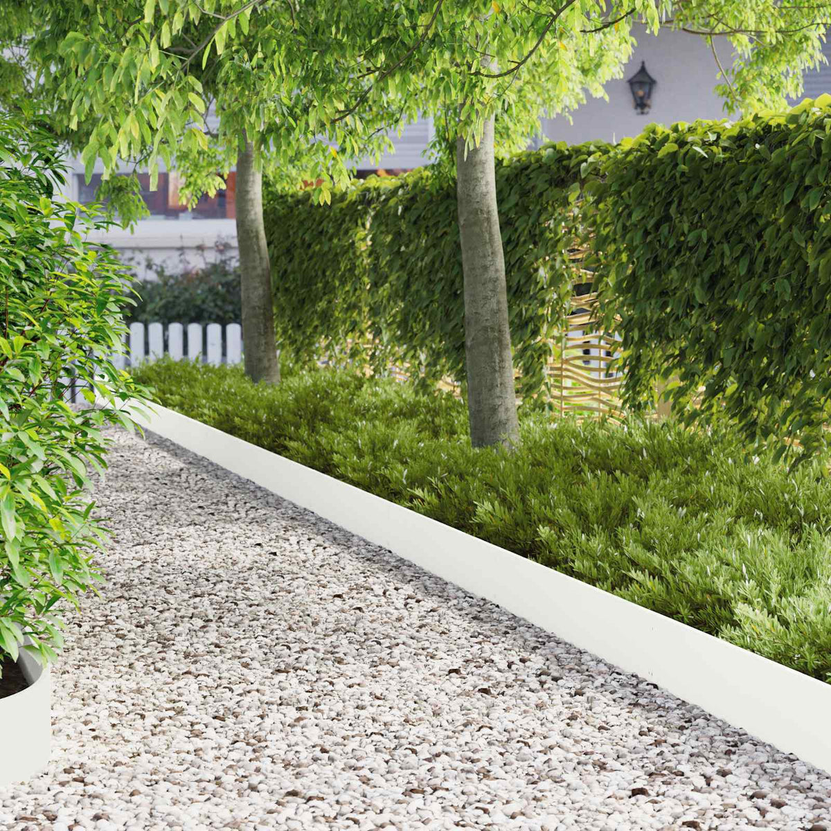 Lawn Edging 103 x Steel 20 pcs Height 20 cm White