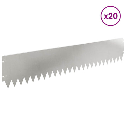 vidaXL Lawn Edging 20 pcs 103 x 20 cm Steel Silver 3