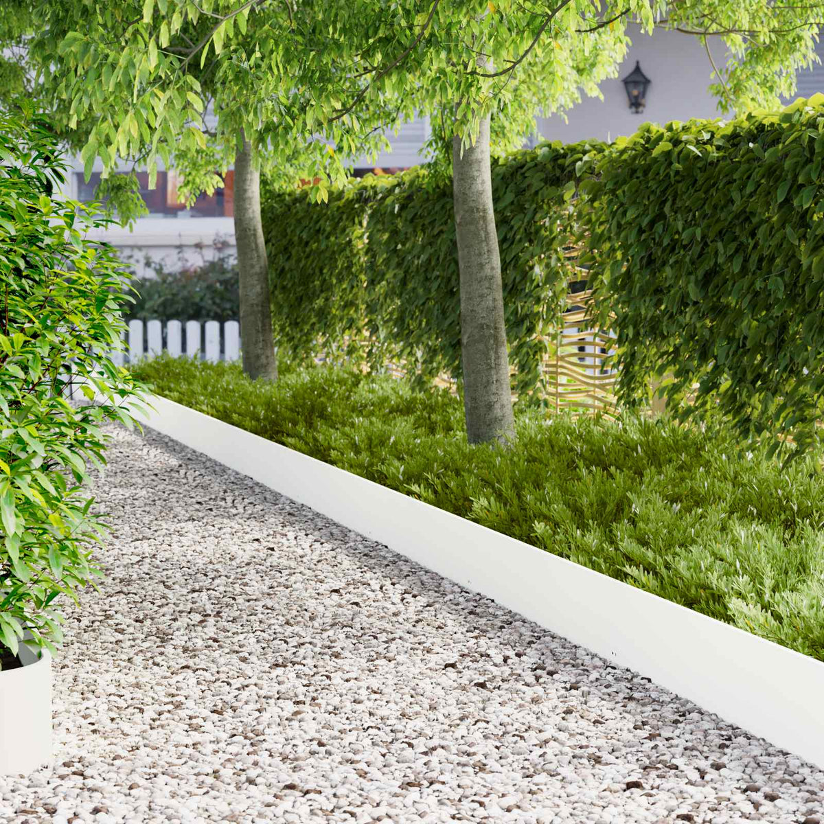 Lawn Edging 103 x Steel 20 pcs Height 25 cm White