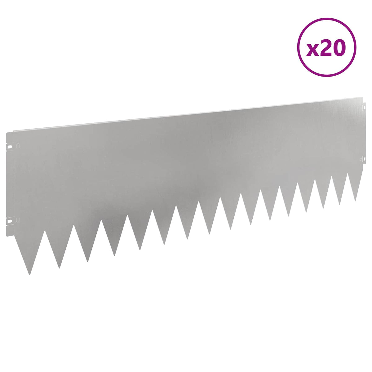 vidaXL Lawn Edging 20 pcs 103 x 30 cm Steel Silver 3