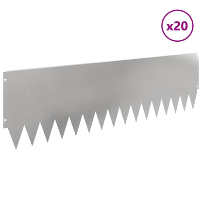 vidaXL Lawn Edging 20 pcs 103 x 30 cm Steel Silver 3