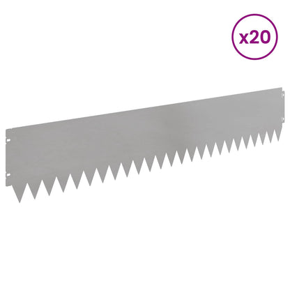 vidaXL Lawn Edging 20 pcs 103 x 20 cm Steel Silver 3