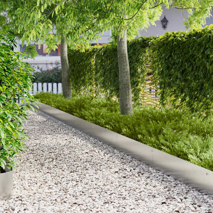 vidaXL Lawn Edging 20 pcs 103 x 25 cm Steel Silver 1