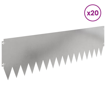 vidaXL Lawn Edging 20 pcs 103 x 30 cm Steel Silver 3