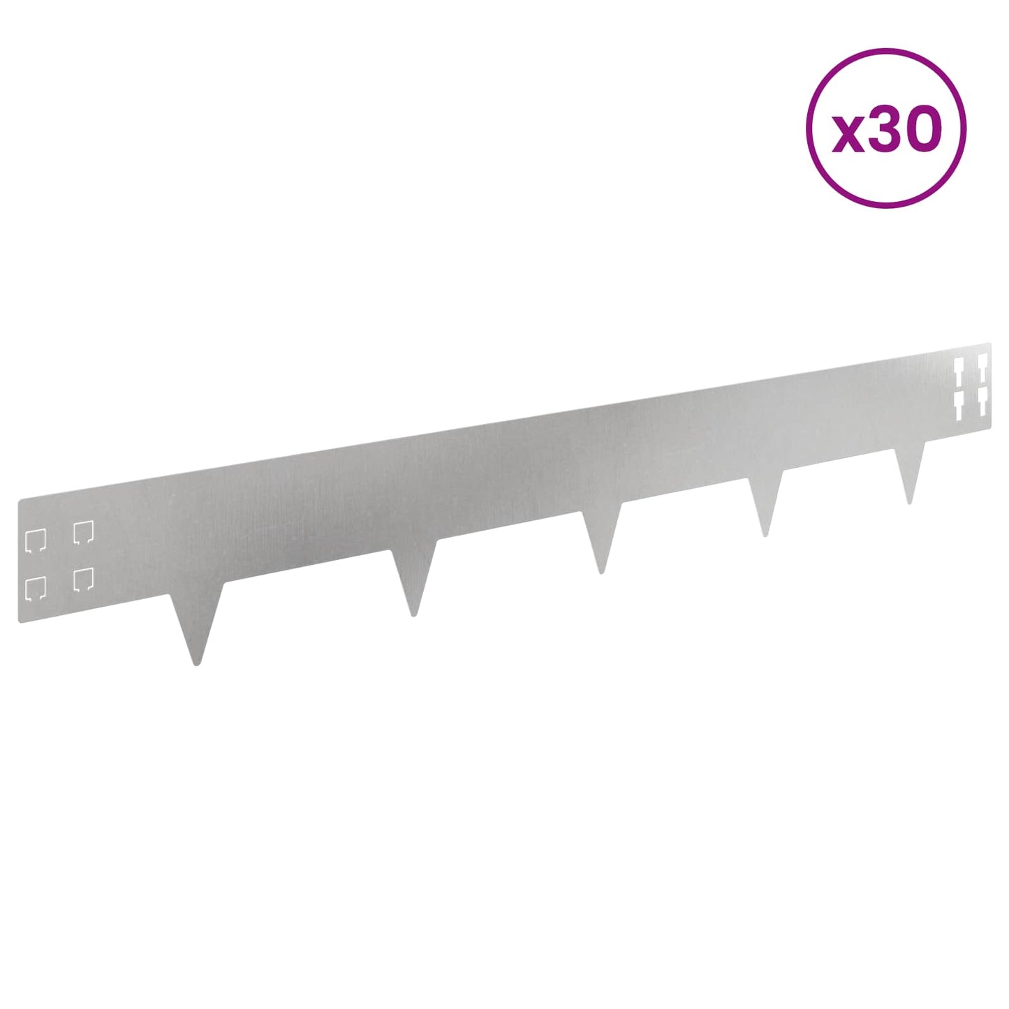 vidaXL Lawn Edging 30 pcs 100 x 15 cm Steel Silver 3