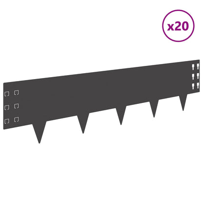 Lawn Edging 100 x Steel 20 pcs Height 25 cm Black
