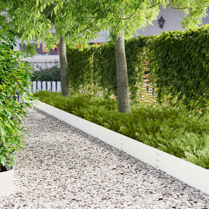 Lawn Edging 100 x Steel 30 pcs Height 25 cm White