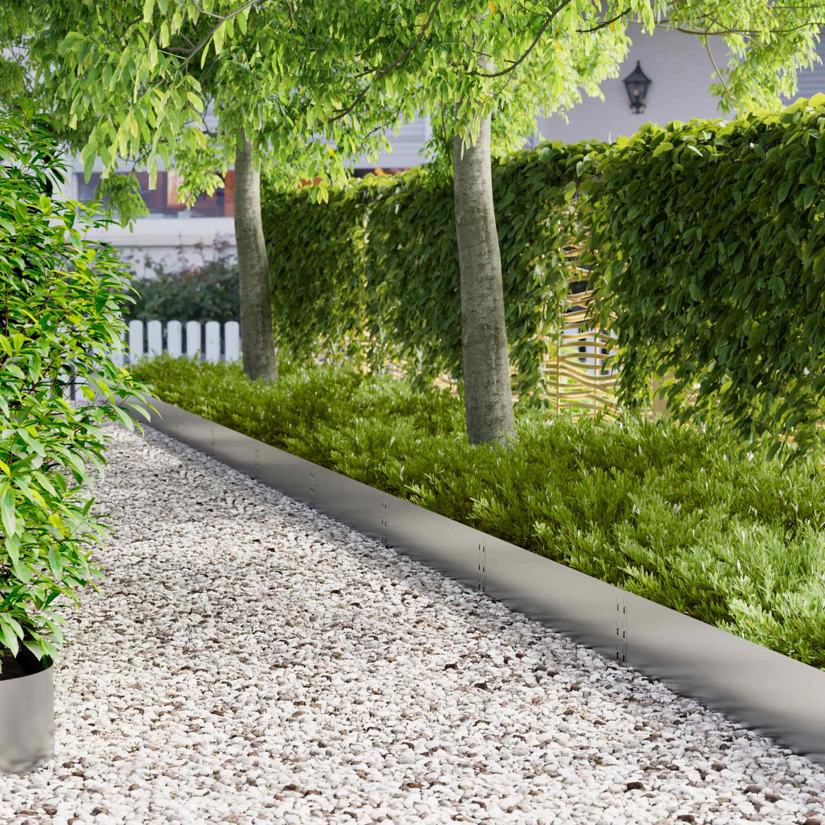 vidaXL Lawn Edging 30 pcs 100 x 25 cm Steel Silver 1