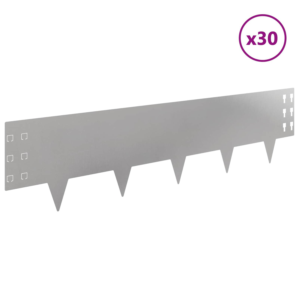 vidaXL Lawn Edging 30 pcs 100 x 25 cm Steel Silver 3