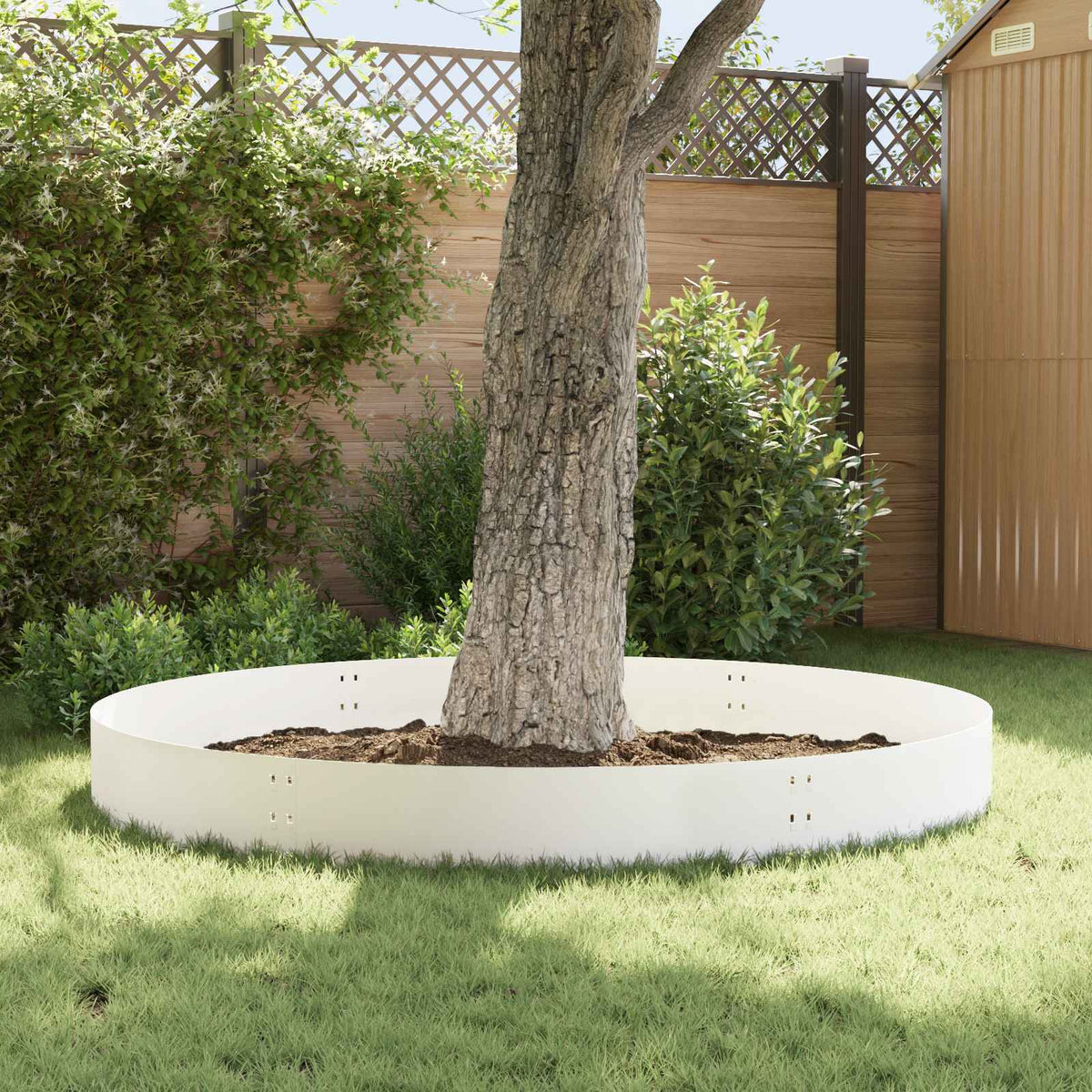 Lawn Edging 100 x Steel 10 pcs Height 30 cm White