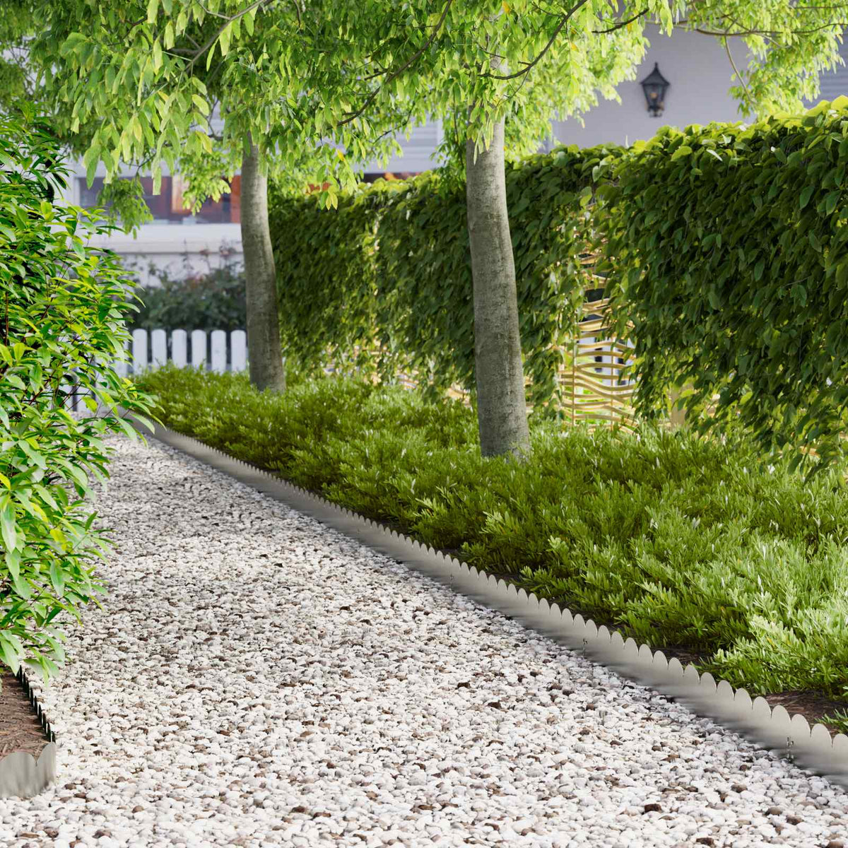 vidaXL Lawn Edging 50 pcs 103 x 15 cm Steel Silver 1