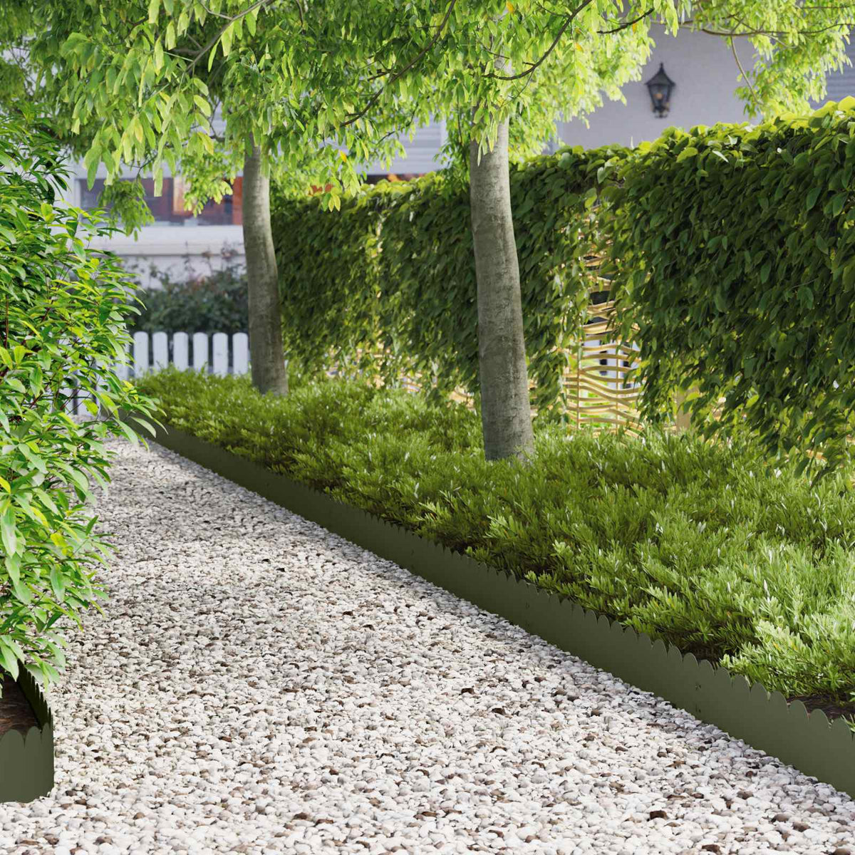 Lawn Edging 103 x Steel Height 20 cm 30 pcs Olive green