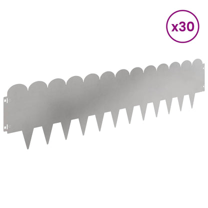 vidaXL Lawn Edging 30 pcs 103 x 25 cm Steel Silver 3