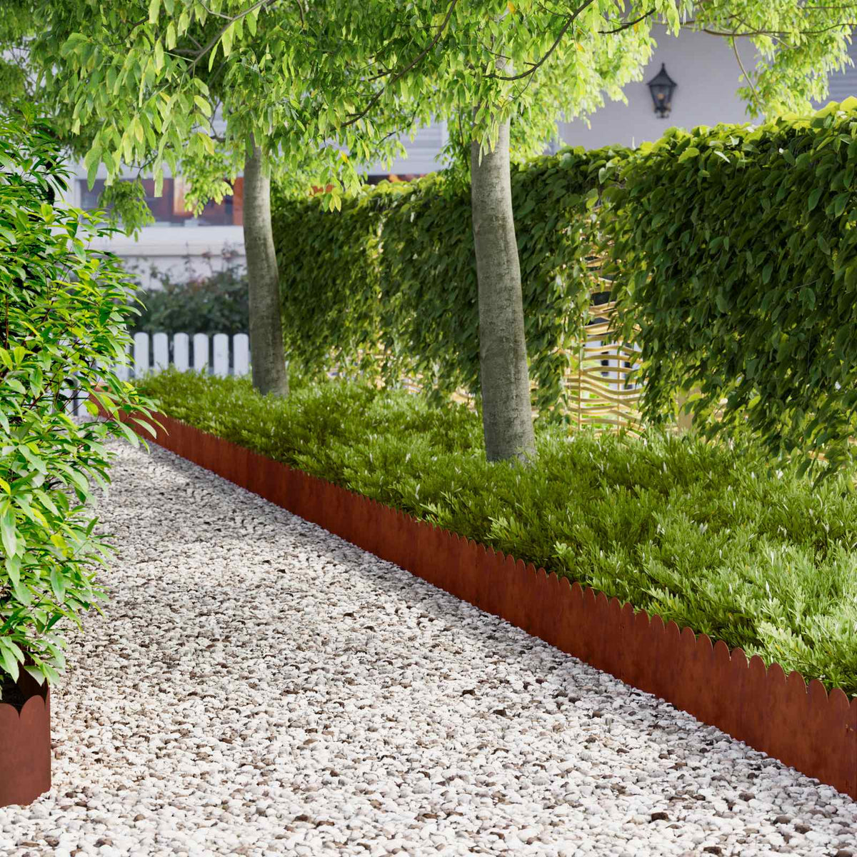 Lawn Edging 103 x Steel Height 25 cm 30 pcs Weathering steel