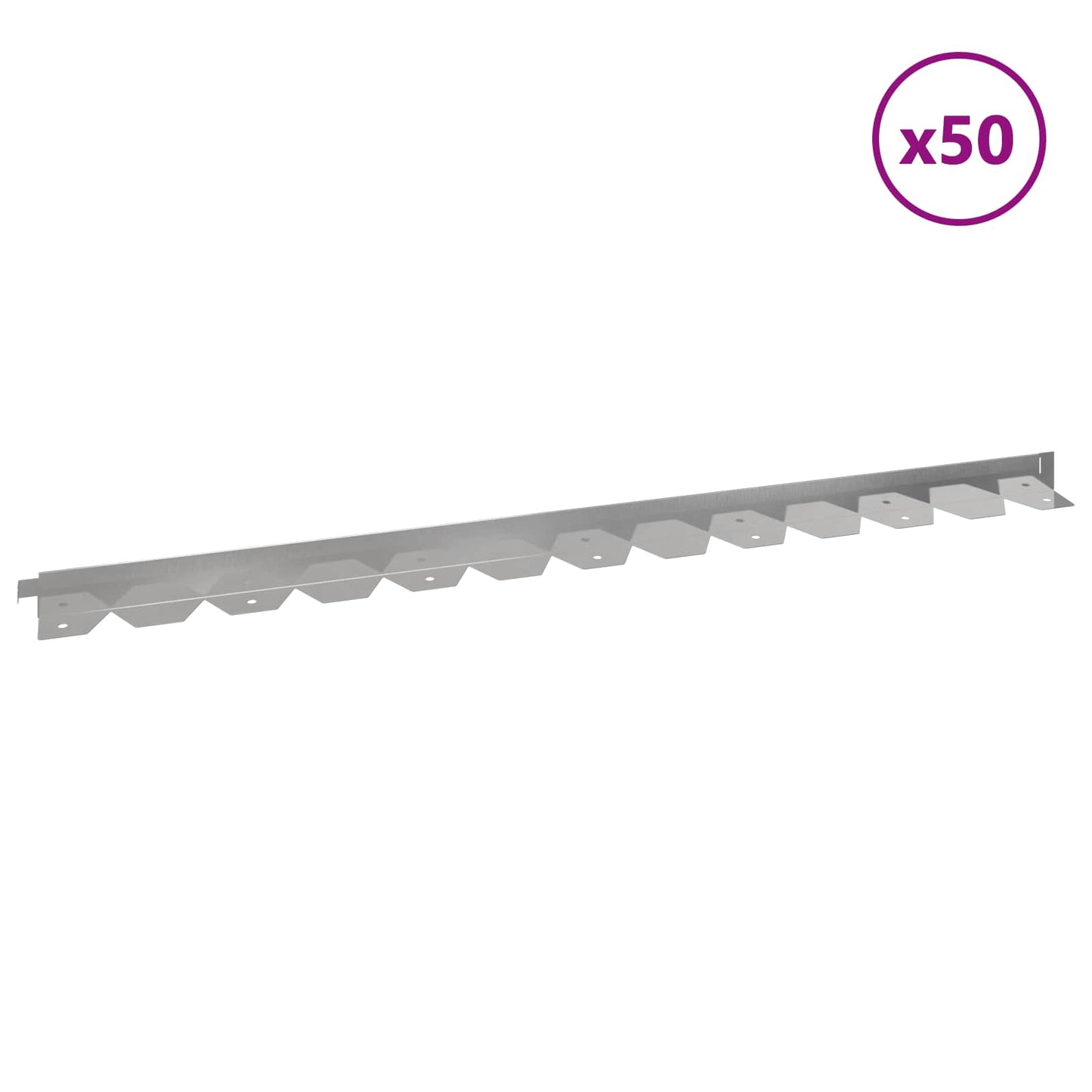 vidaXL Lawn Edging 50 pcs 102 x 4 x 4 cm Steel Silver 3