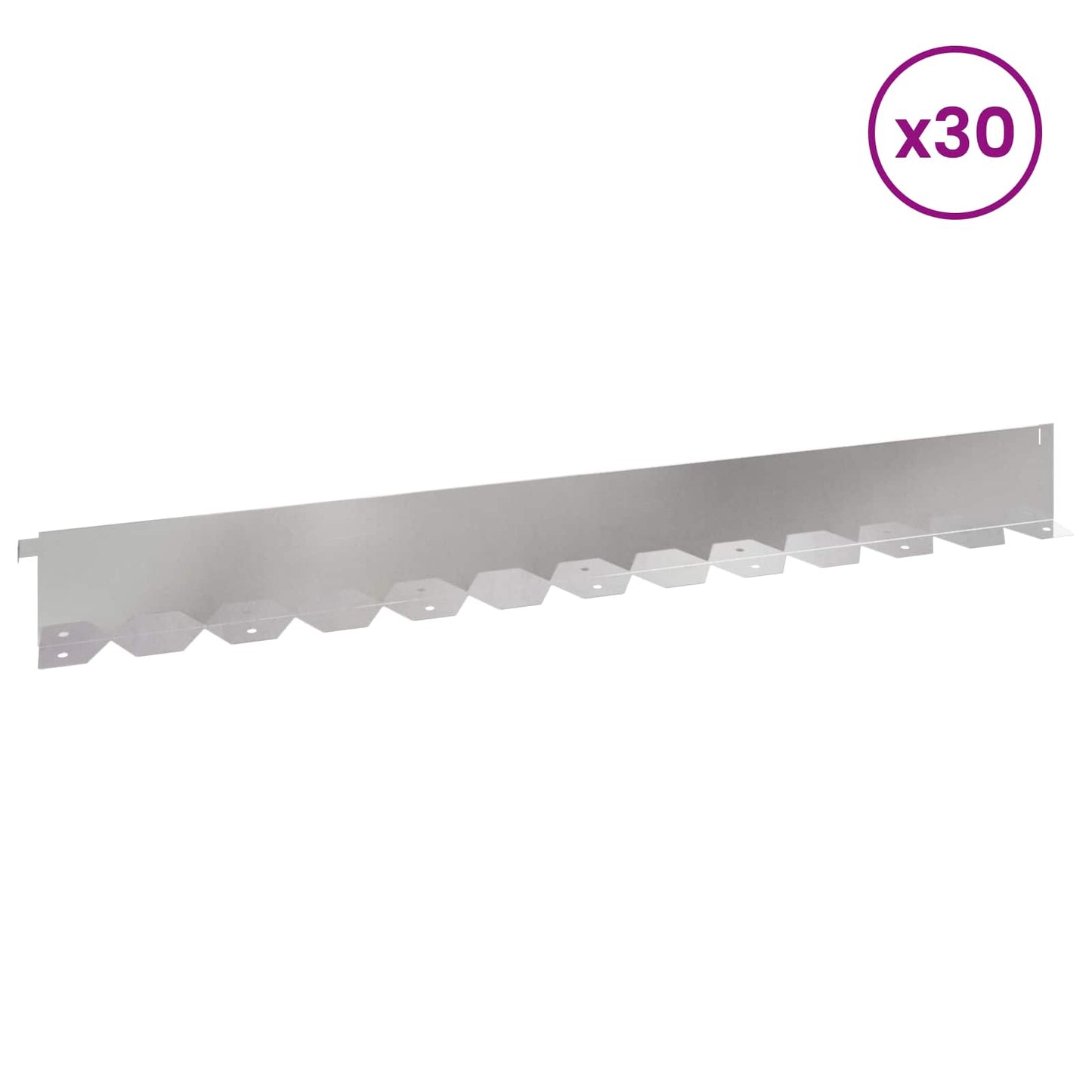 vidaXL Lawn Edging 30 pcs 102 x 10 x 4 cm Steel Silver 3