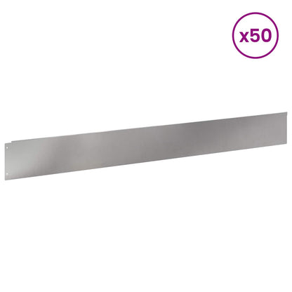 vidaXL Lawn Edging 50 pcs 100 x 12 cm Steel Silver 3