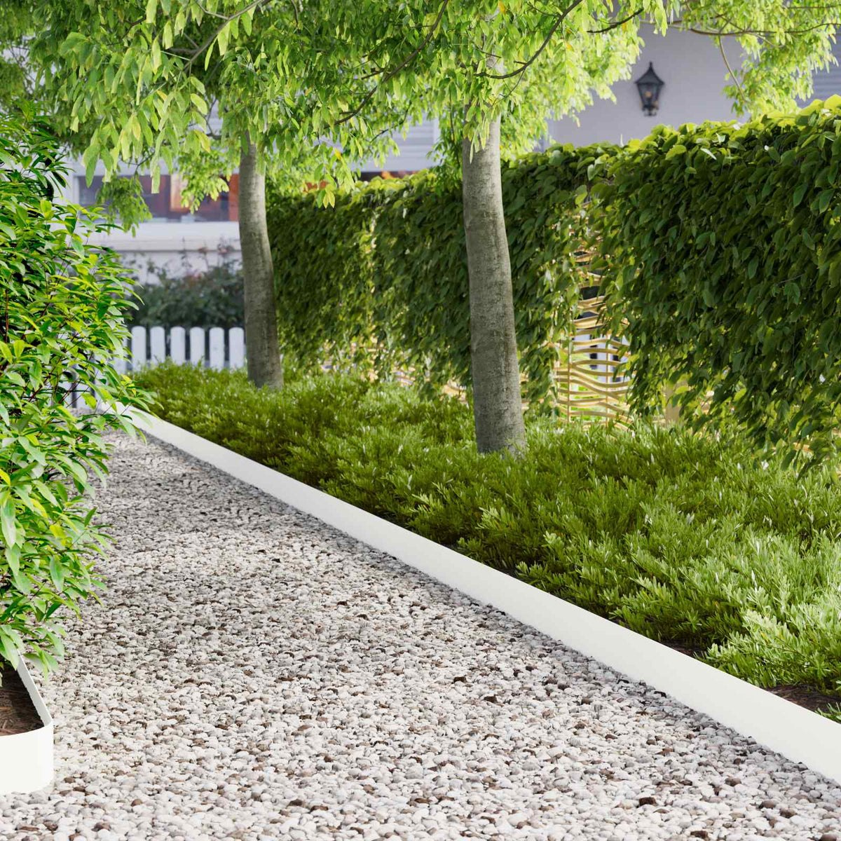 Lawn Edging 100 x Steel 30 pcs Height 15 cm White