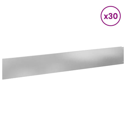 vidaXL Lawn Edging 30 pcs 100 x 15 cm Steel Silver 3