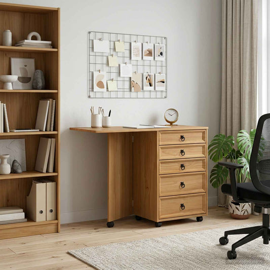 Rolling Cabinet with Drawers CORONA Honey brown 5 drawers