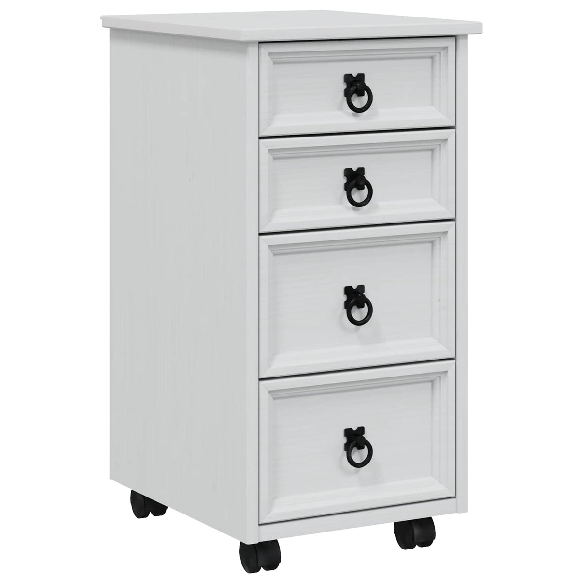 Rolling Cabinet with Drawers CORONA White 4 drawers