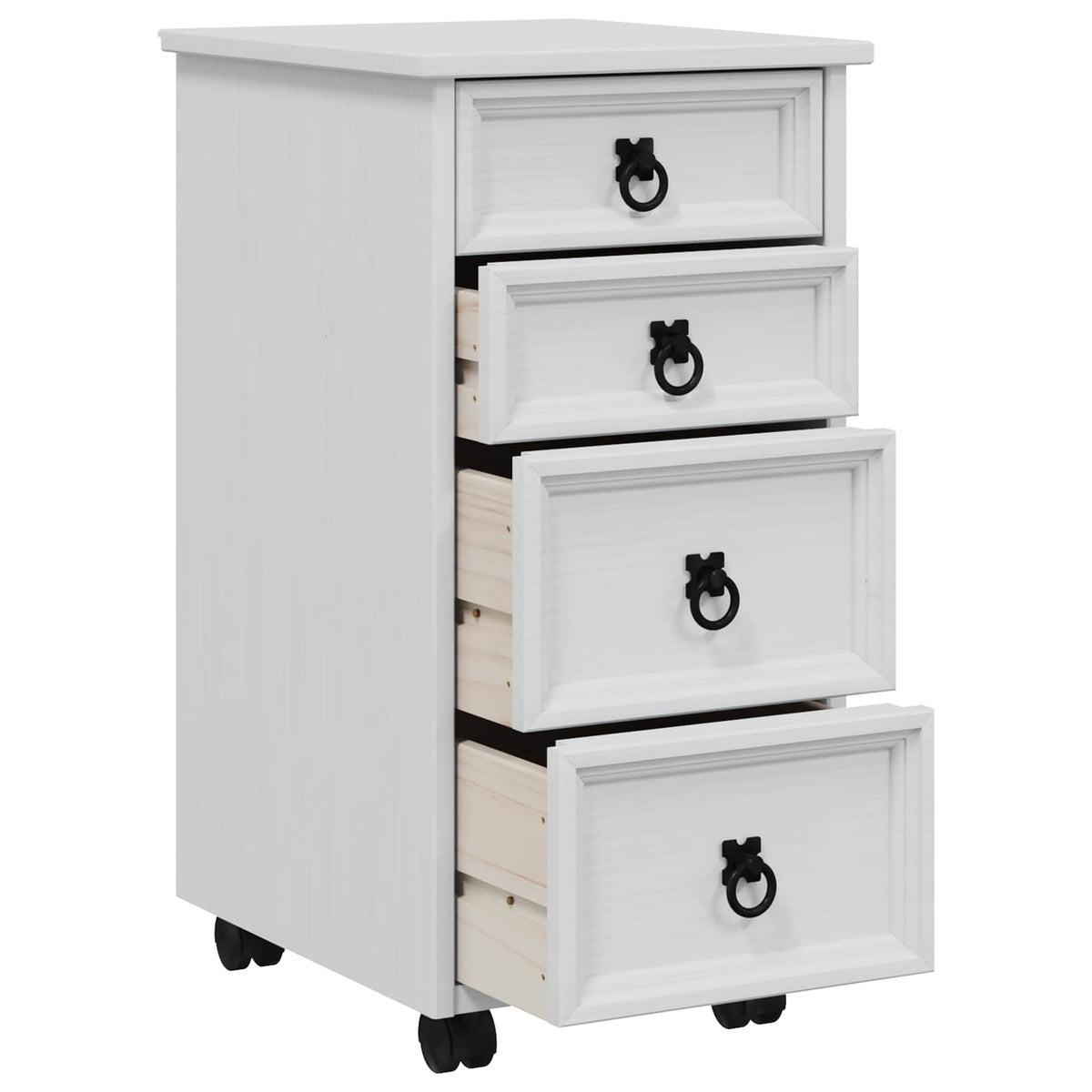 Rolling Cabinet with Drawers CORONA White 4 drawers