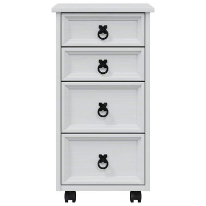 Rolling Cabinet with Drawers CORONA White 4 drawers
