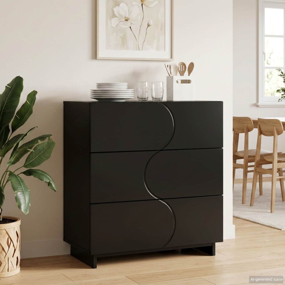 Sideboard 70 x 38 x 75 cm Engineered Wood Black