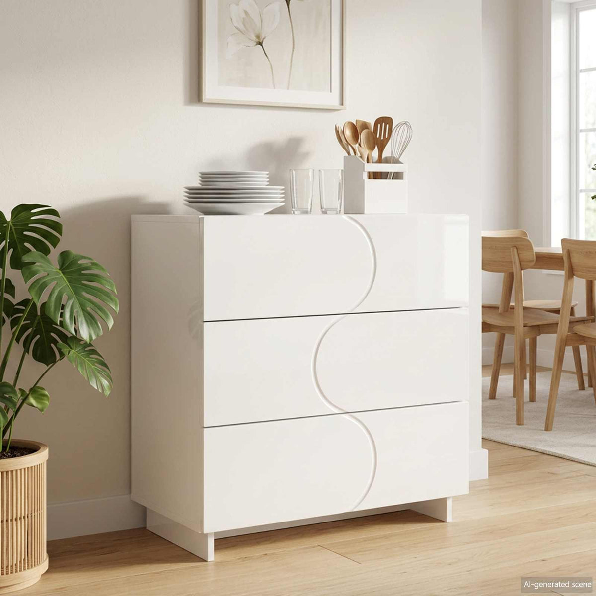 Sideboard 70 x 38 x 75 cm Engineered Wood High gloss white