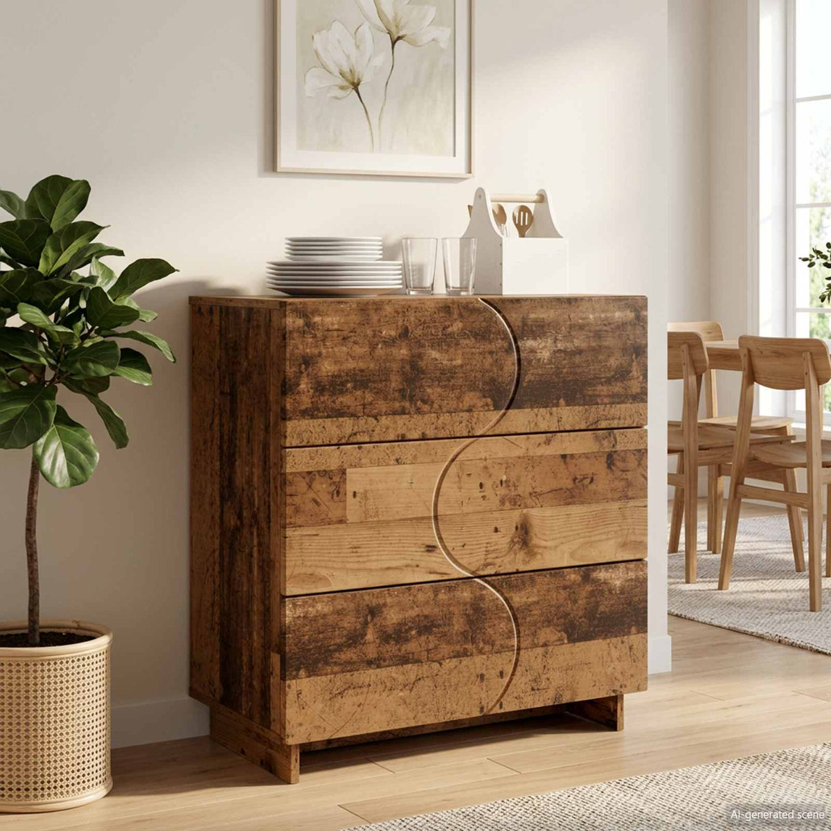 Sideboard 70 x 38 x 75 cm Engineered Wood Old wood