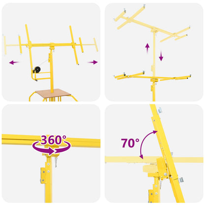 vidaXL Plasterboard Lifter Steel Yellow 6