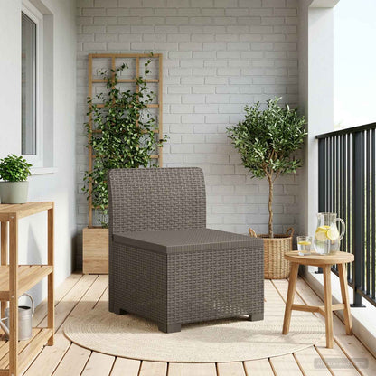 1-Seater with Cushion Rattan Look PP Light Grey Middle sofa without cushion