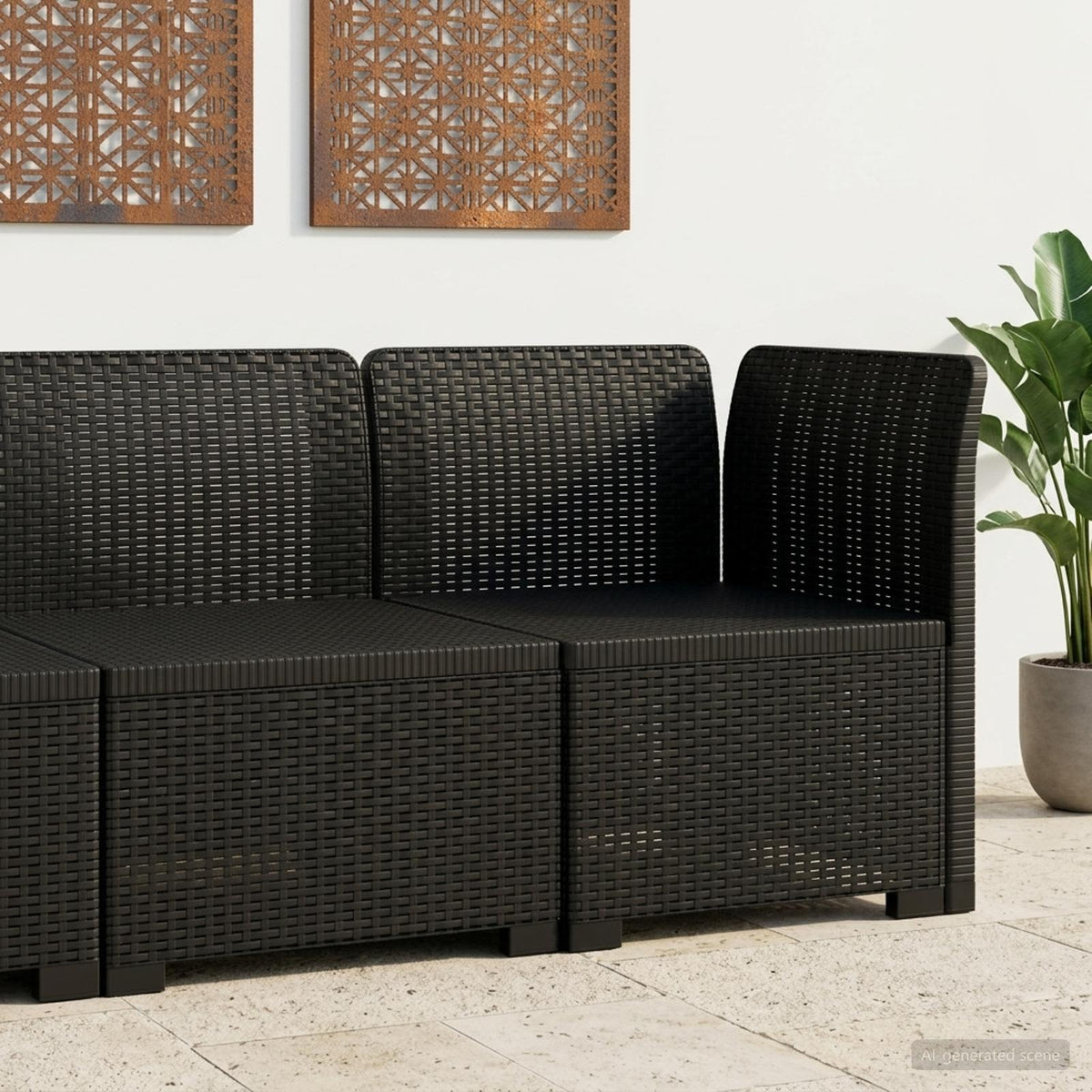1-Seater with Cushion Rattan Look PP Anthracite Corner sofa without cushion