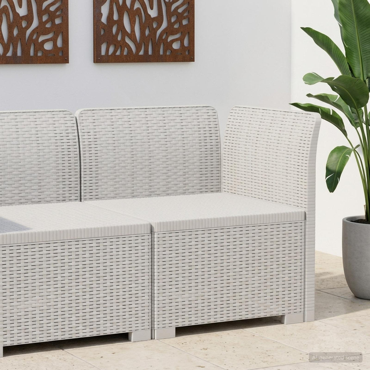 1-Seater with Cushion Rattan Look PP White Corner sofa without cushion
