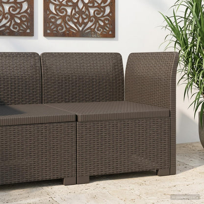 1-Seater with Cushion Rattan Look PP Light Grey Corner sofa without cushion