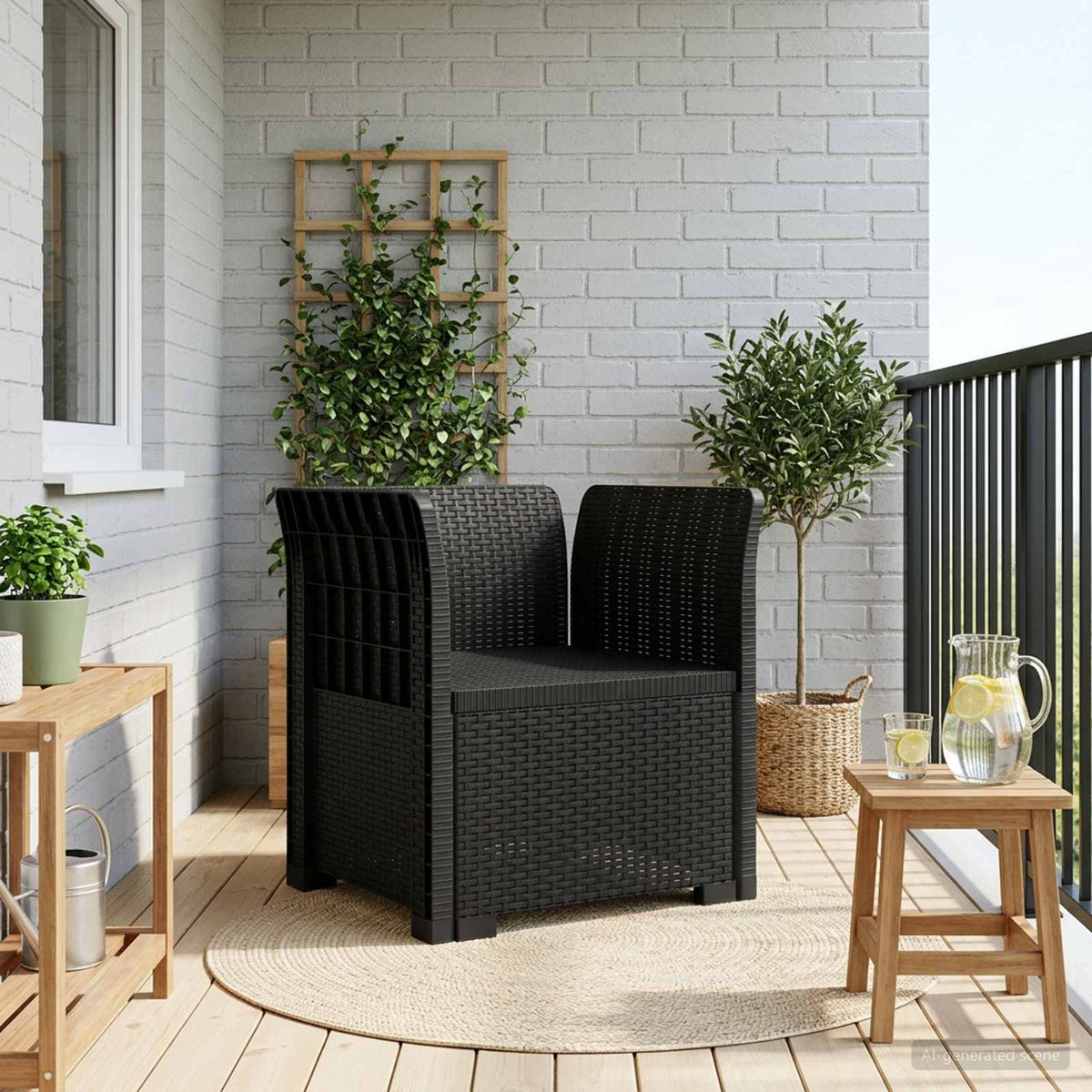 1-Seater with Cushion Rattan Look PP Anthracite Armchair without cushion